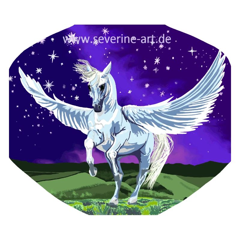 Pégase blanc la nuit devant un ciel étoilé