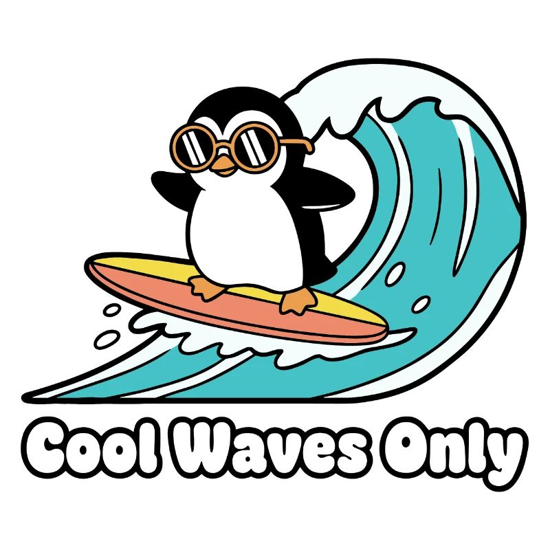 Penguin Surfer Wave Magic