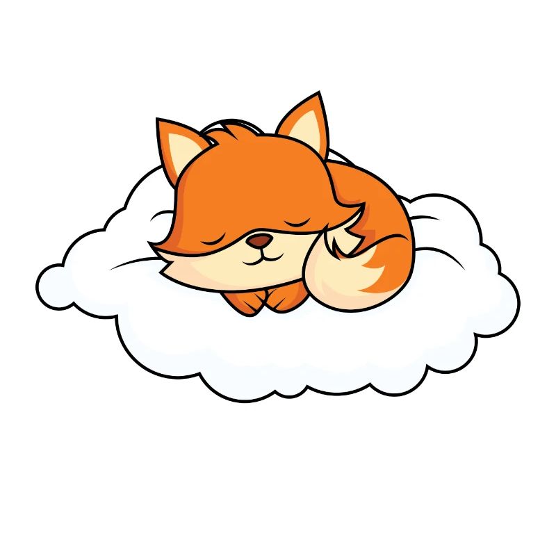 Little fox sleeping on cloud