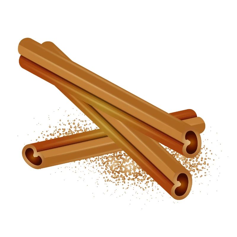 Three nice cinnamon sticks with cinnamon powder