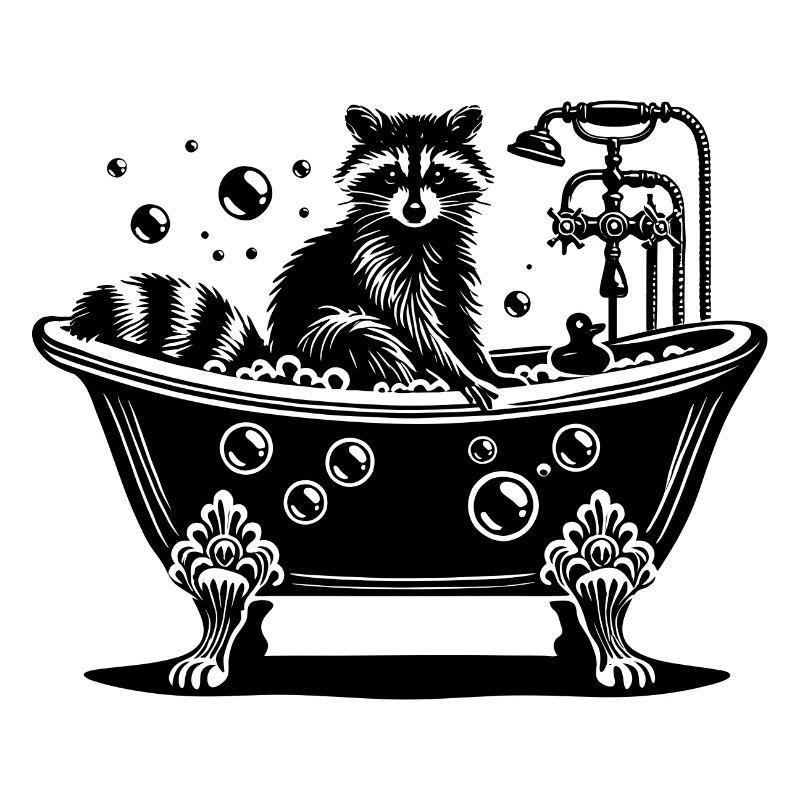 Raton laveur mignon dans la baignoire
