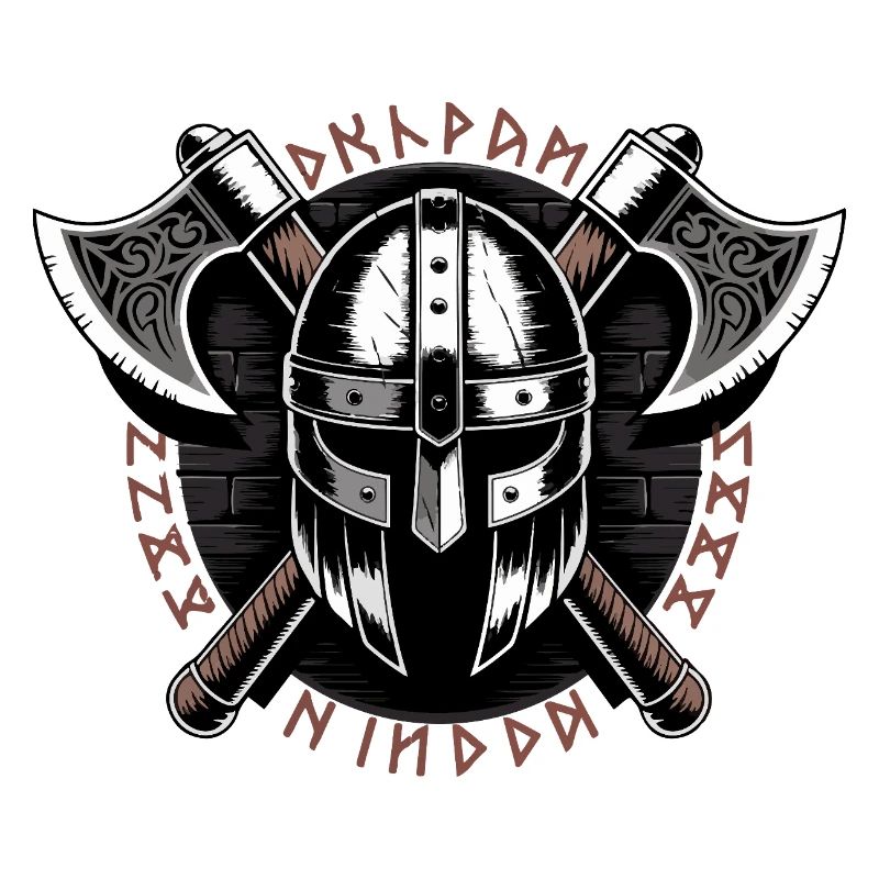 Viking Warrior Shield and Axe Emblem