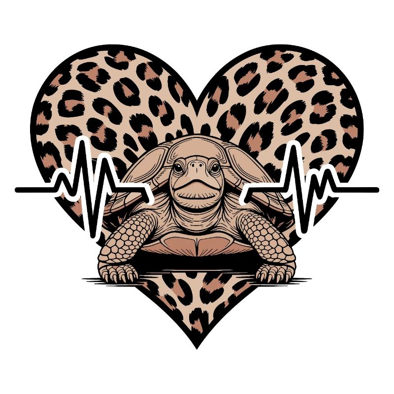 Leopard print with turtle and heart