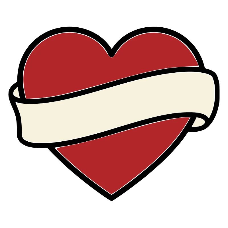 Tattoo Heart Banner Scroll Vector