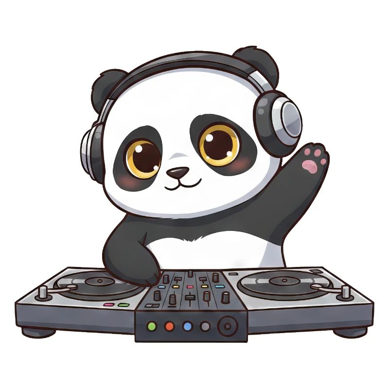 Panda DJ Dancing Techno Music DJ Party