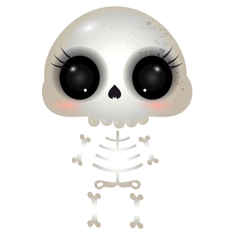 cute skull with dark eye sockets and eyelashes