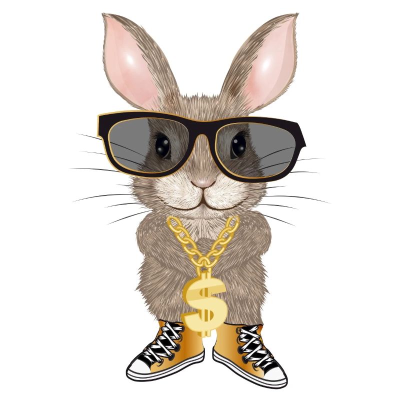 cute bunny as hip hopper with cool glasses