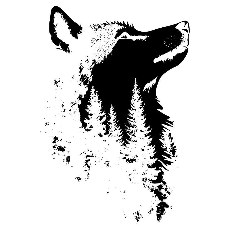 Silhouette de forêt de visage de loup