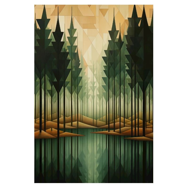 Waldlandschaft im geometrischen Stil