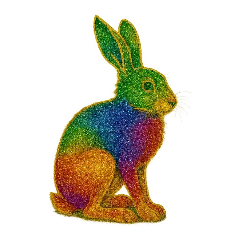 Rainbow bunny with glitter effect