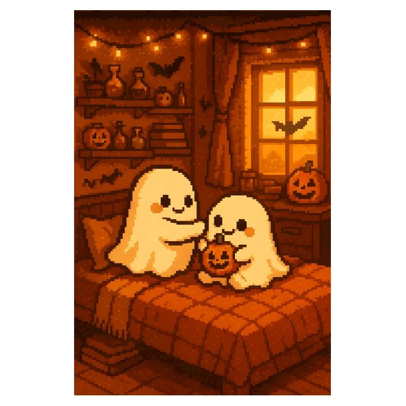 Halloween Ghosts Pixel Art