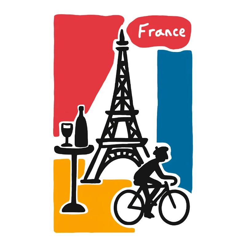 France Graphic: Eiffel Tower and Bicycle