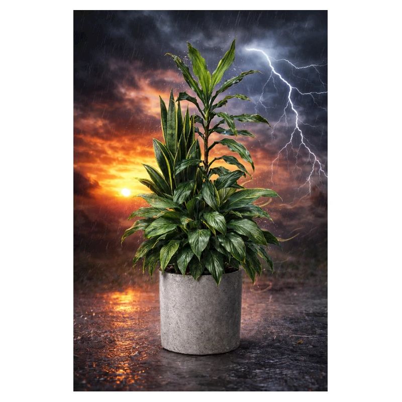 Pianta nella luce della tempesta