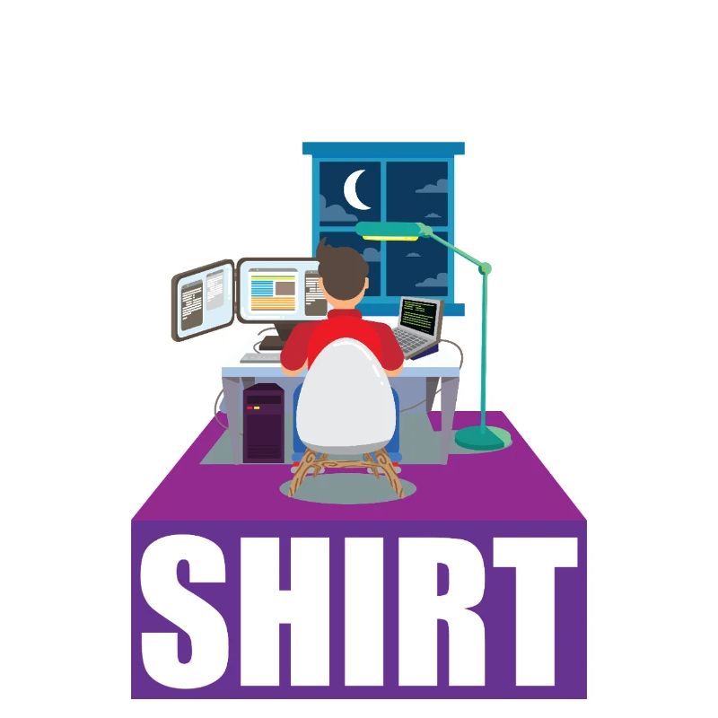 Night Shift Coder Programmer Desk Graphic