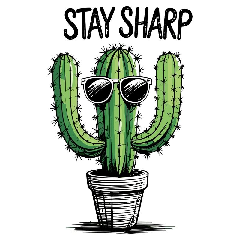 Cactus avec lunettes de soleil et message