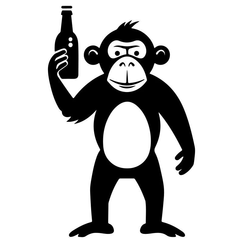 Monkey with beer bottle