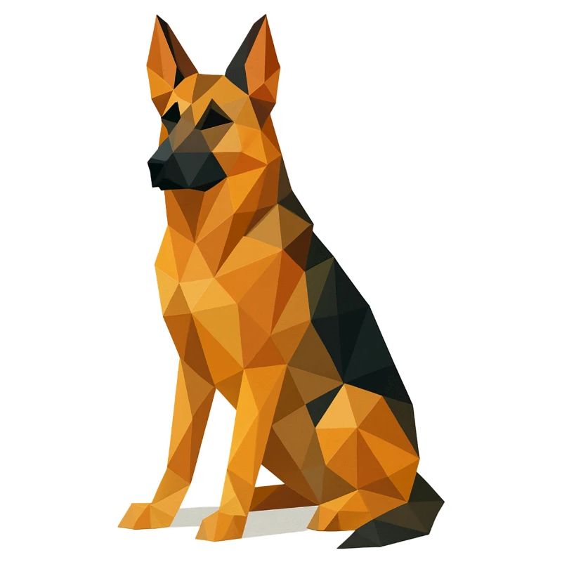German Shepherd Dog in Low Poly