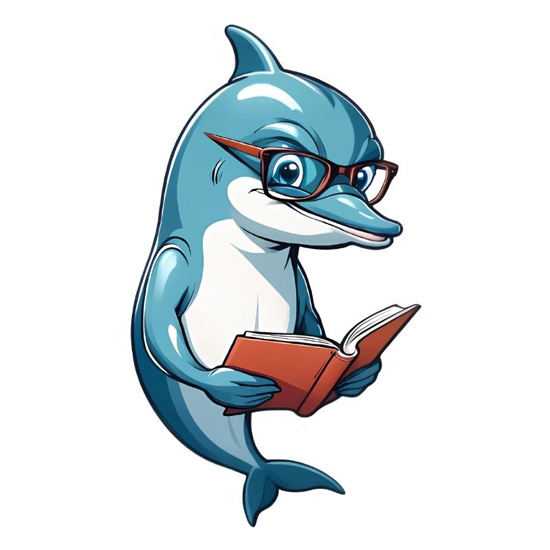 Schlauer Delfin mit Buch