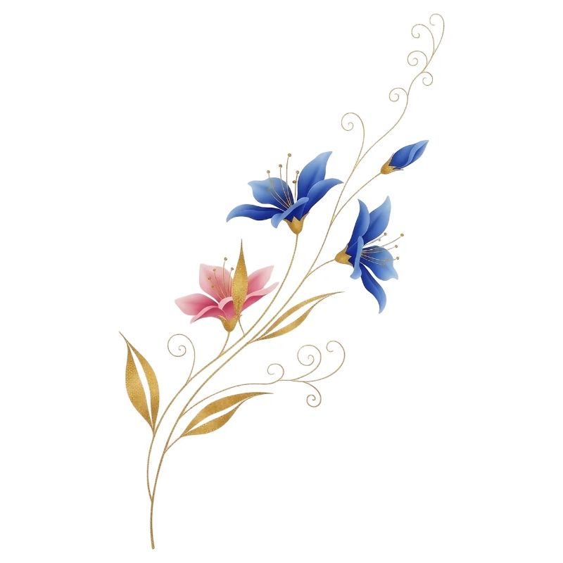 Liane fleur dorée Bleu Rose