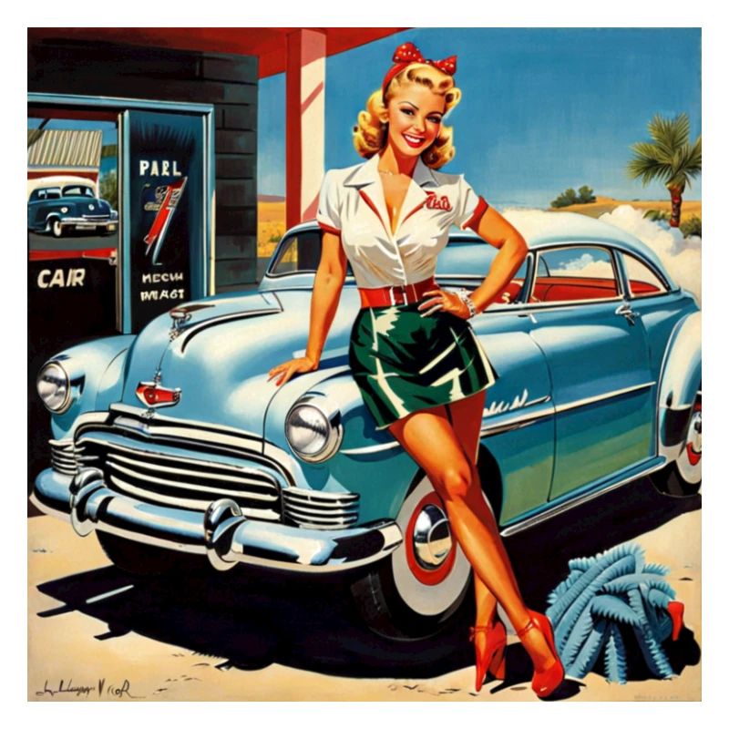Retro Pinup am Oldtimer