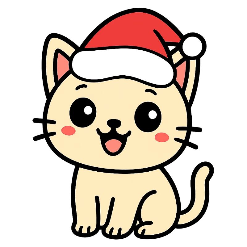 Chat Père Noël : Chat de Noël mignon