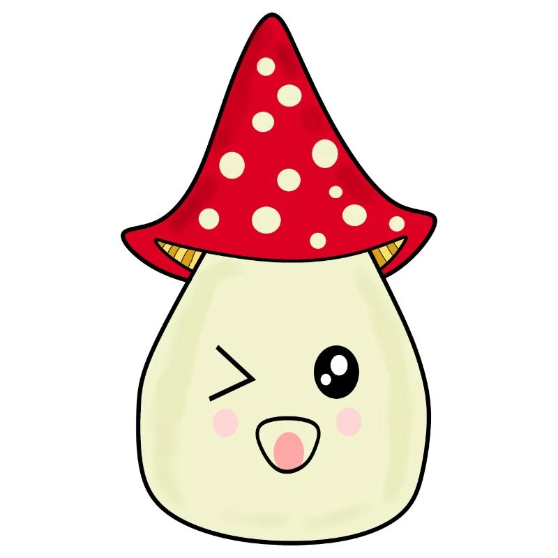 Kawaii champignon Toadstool mignon rouge avec visage