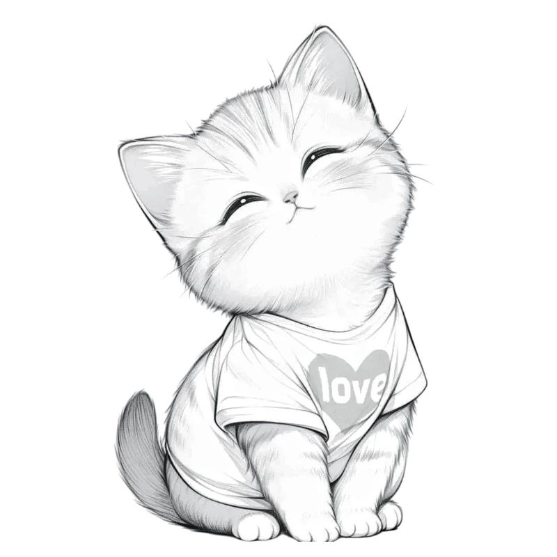 Kuschelige Katze im Herzen Liebe