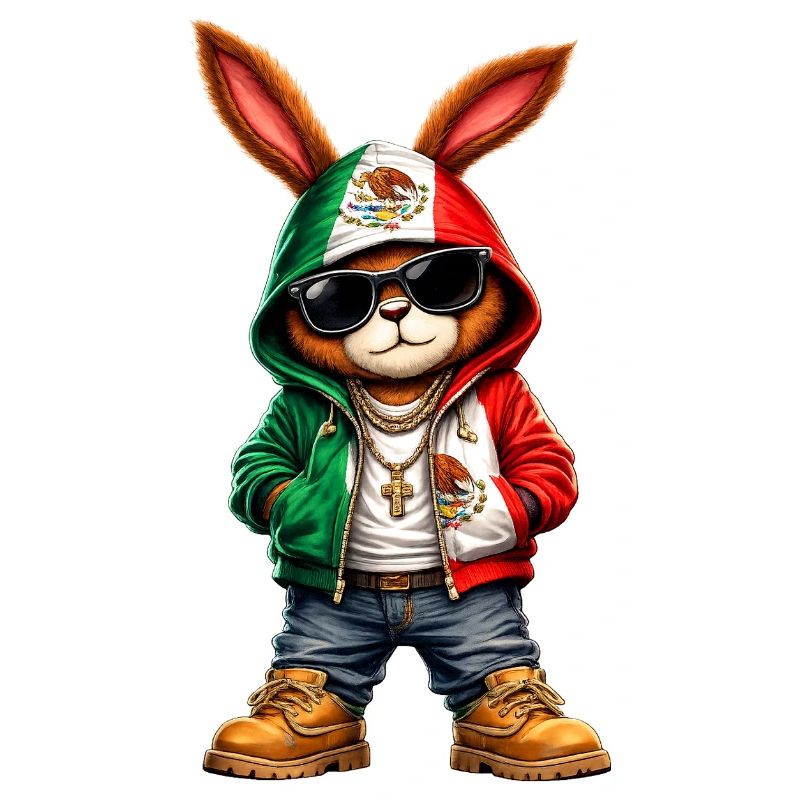 Lapin à capuche avec drapeau du Mexique