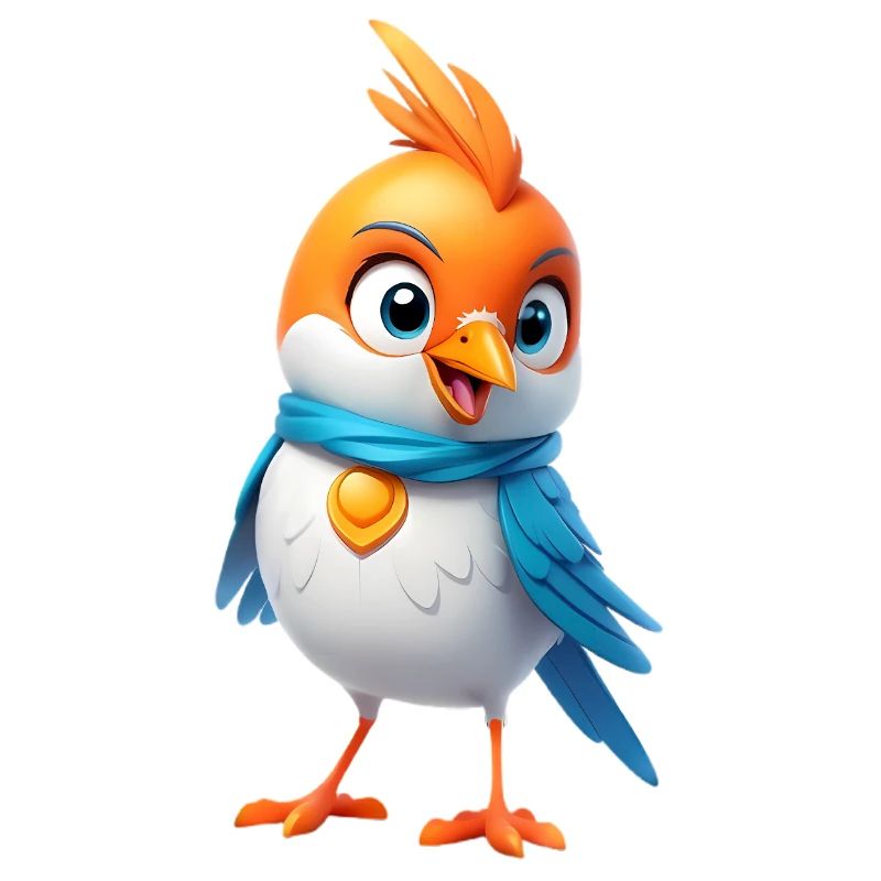 Oiseau coloré avec écharpe – Dessin de dessins animés