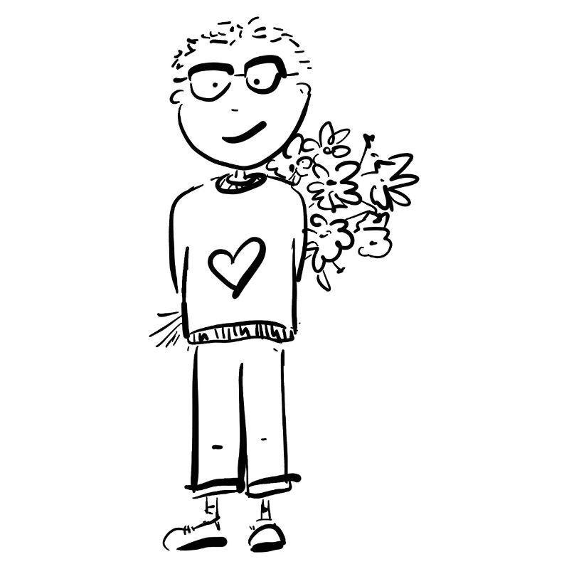 Junge mit Blumen / Comic