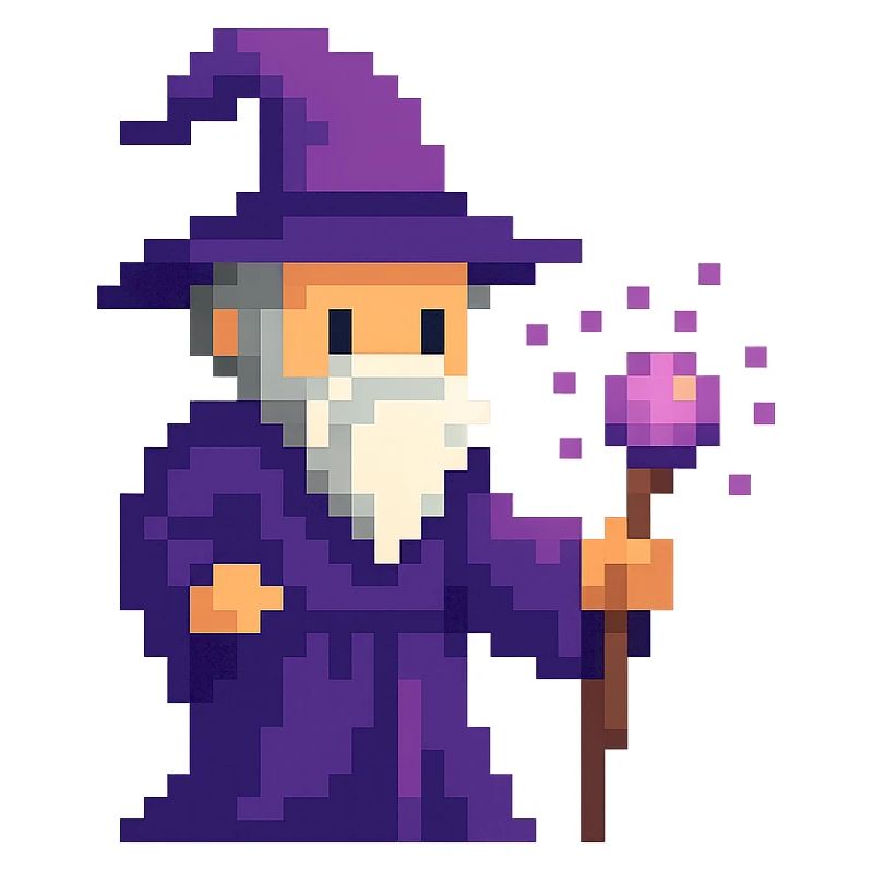 Pixel wizard dans le scintillement violet