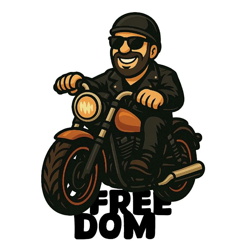Casual Biker on Motorcycle Comic