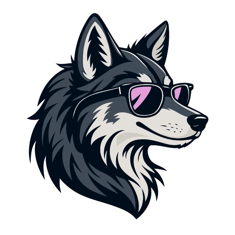 Chic wolf with rose-colored glasses