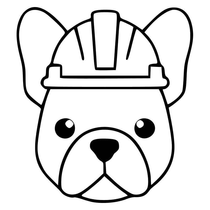 Frenchie Construction Worker Helmet Outline
