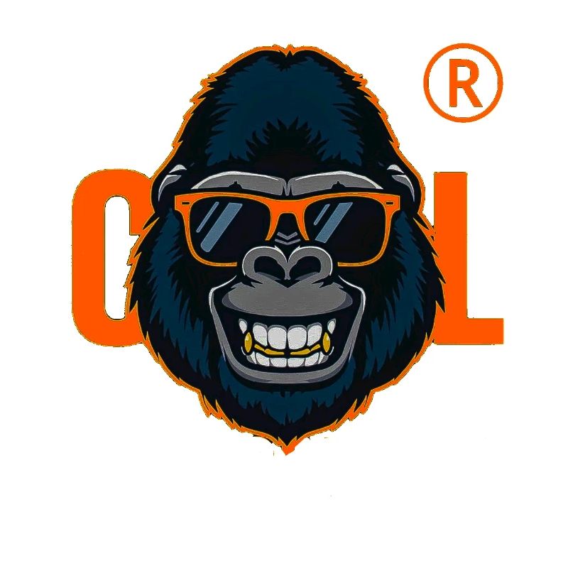 Gorilla mit orangefarbener Sonnenbrille