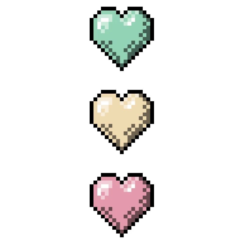 Retro Pixel Art Hearts Stack