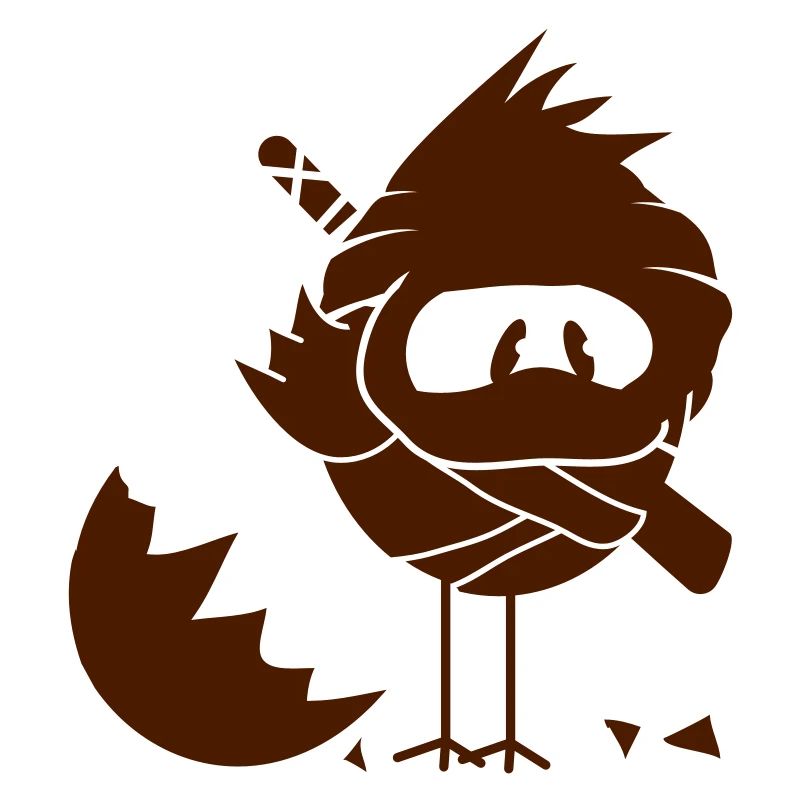 A newly hatched chick in Ninja outfit and a sword
