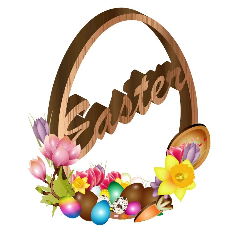 decorated Easter egg relief in wood look