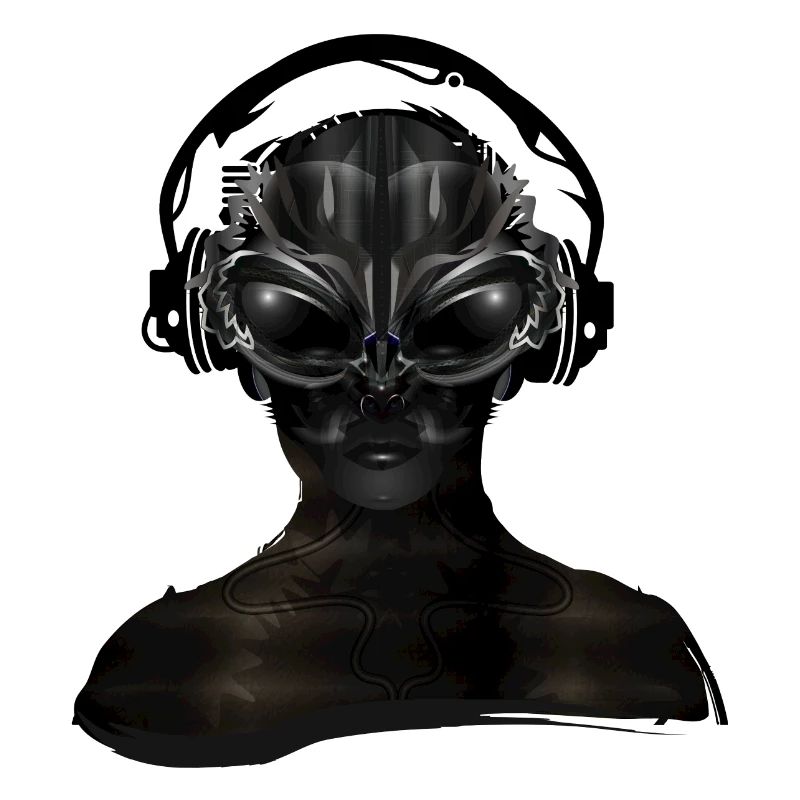 futuristic cyborg creature with headphones