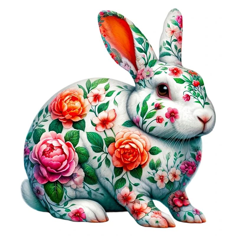 Lapin décoré de fleurs
