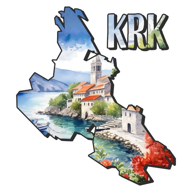 Watercolor Map Krk