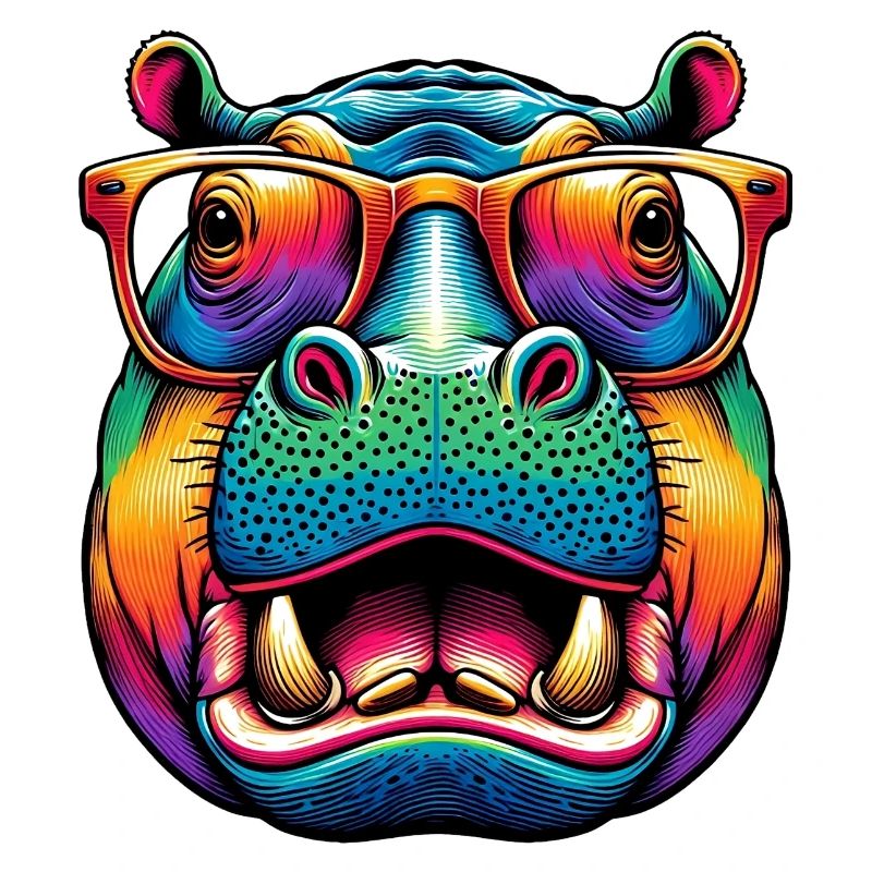Nilpferd mit Brille