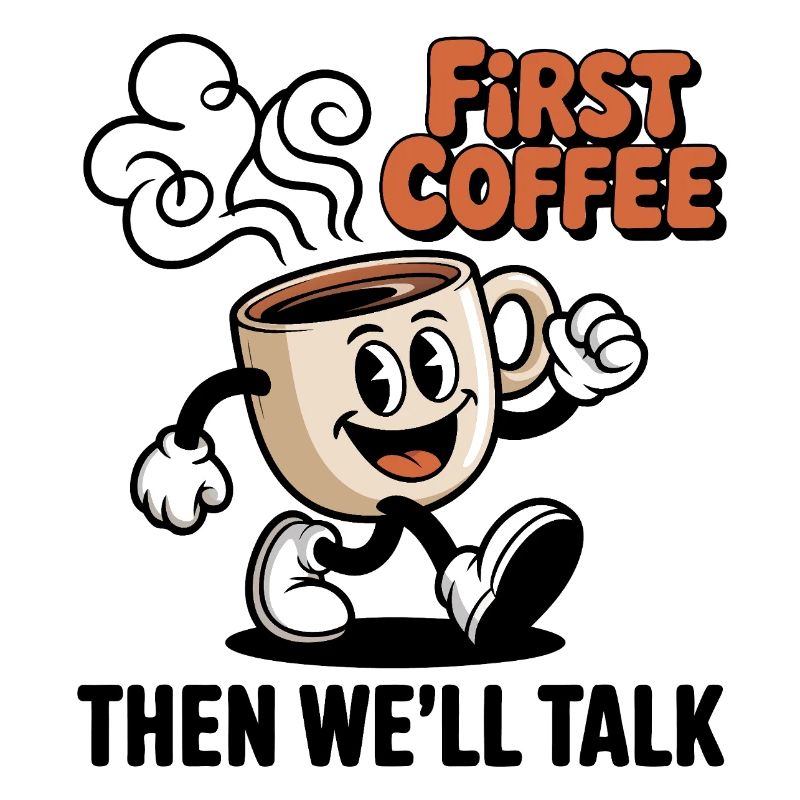 First Coffee Cartoon Mug