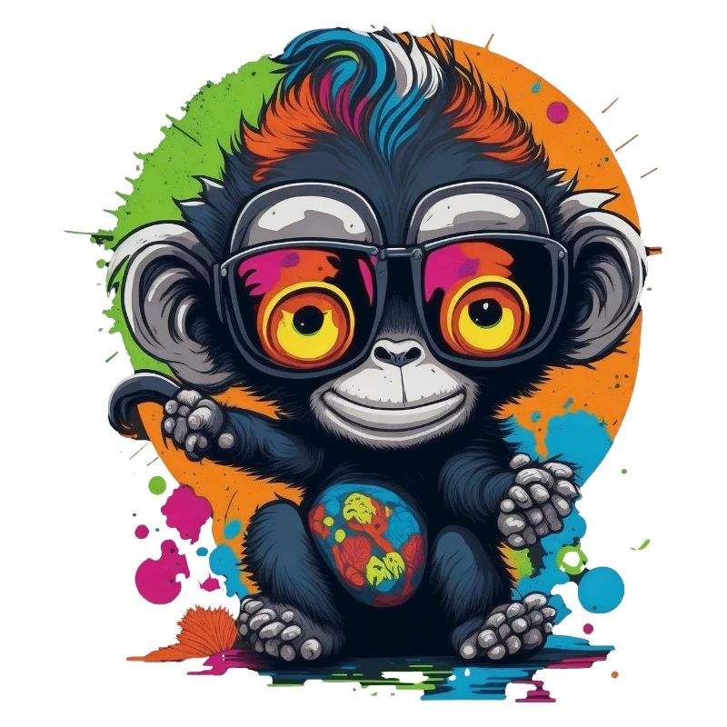 Neon Spectacled Monkey Splash - Monkey - Monkey