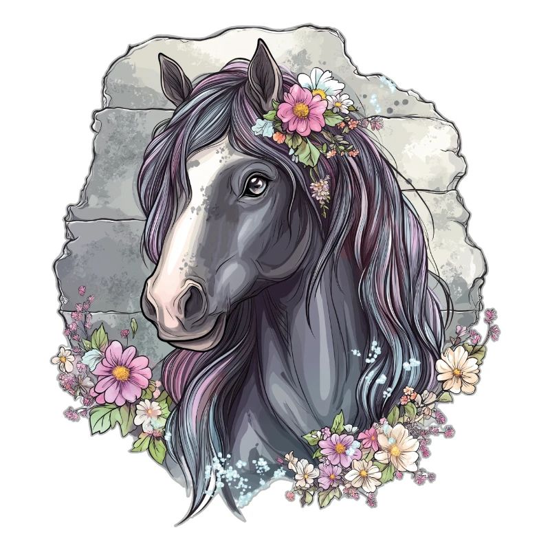 Pferd mit Blüten
