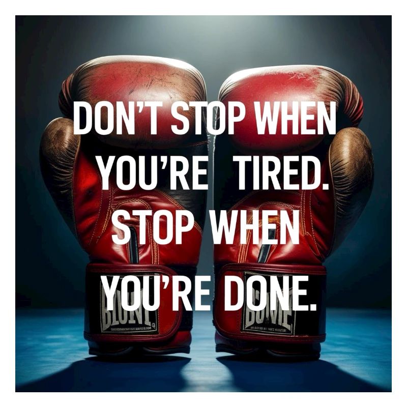 Citation de persévérance sur les gants de boxe