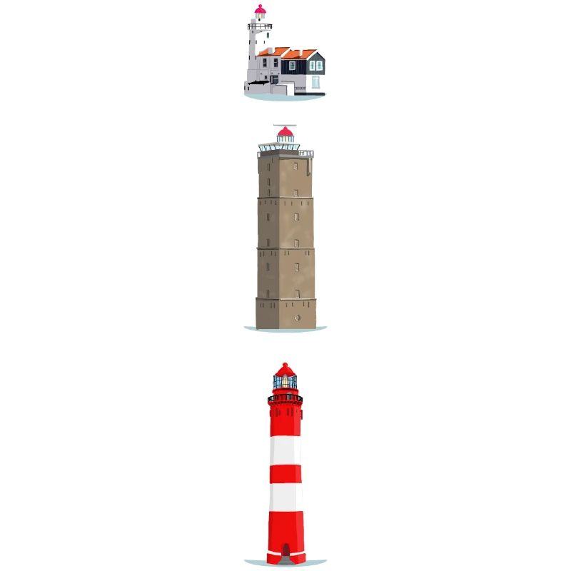 Lighthouses Ameland, Terschelling, Marche