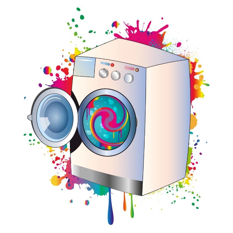 Machine à laver dans le style graffiti avec un linge de couleur