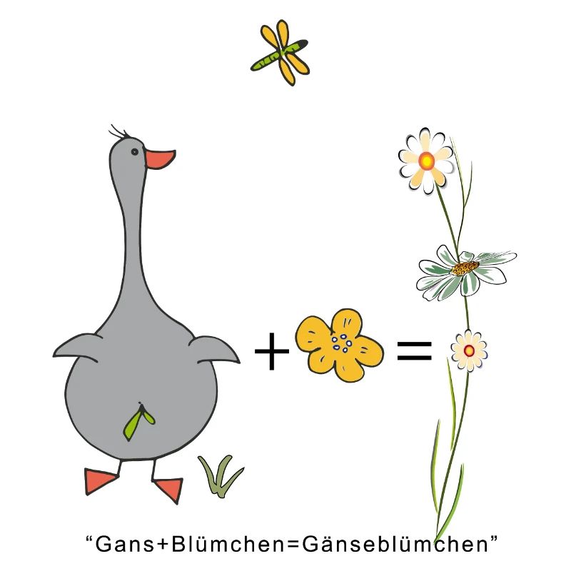 Gans und Blümchen gleich Gänseblümchen
