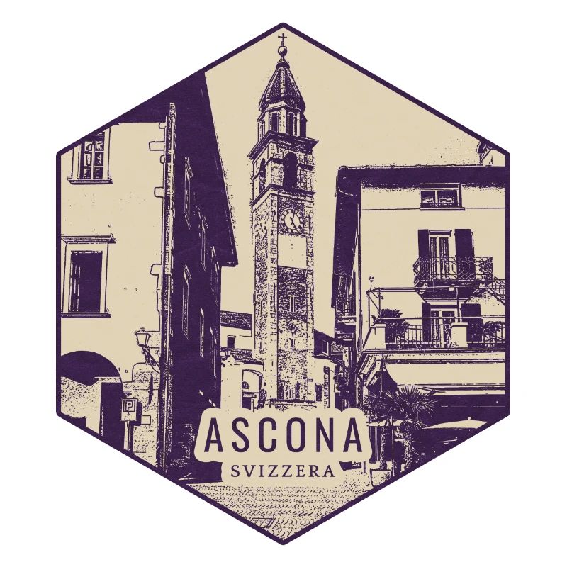 Ascona Clock Tower Vintage Badge